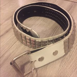 White studded belt
